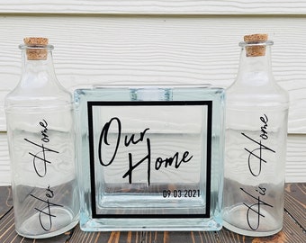 Sand Ceremony Set | Personalized| Glass Modern Block|Our Home