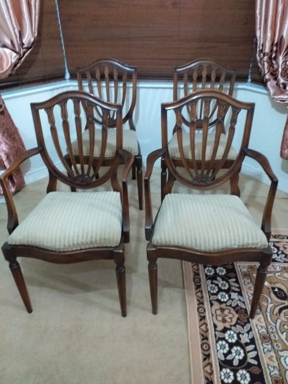 Set Of 4 Shield Back Mahogany Dining Chairs Etsy