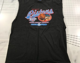 Vintage Detroit Pistons tanktop heren grote zwarte basketbal centrale divisie