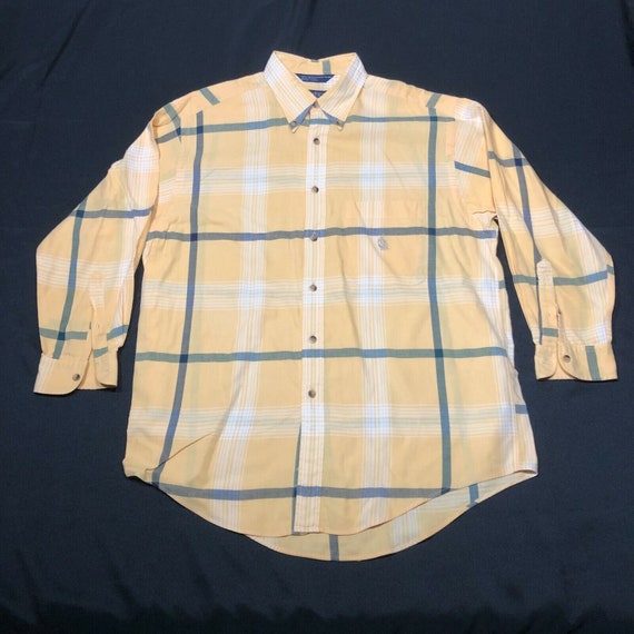 Vintage Nautica Button Down Shirt Mens L Yellow B… - image 1