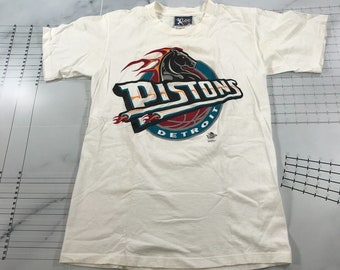 T-shirt vintage Detroit Pistons pour homme, moyen noir, vieux cheval, logo Lee Sport USA