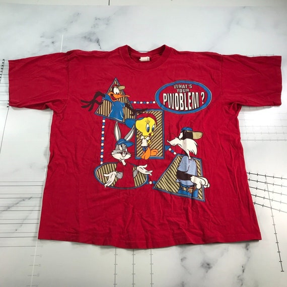 Vintage Looney Tunes T Shirt Womens 24 Red What's… - image 1