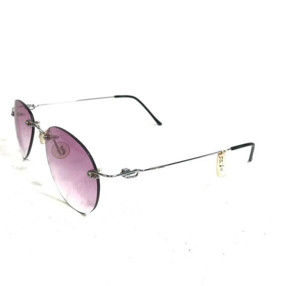 Vintage Big Wave Sunglasses F2/2 Silver Wire Riml… - image 4