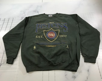Vintage Detroit Pistons Sweatshirt Heren Grote Groene Nootmuskaat Crew Neck USA