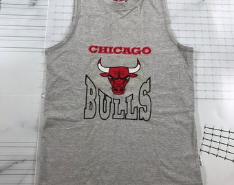 Débardeur vintage Chicago Bulls pour homme brodé Mighty Mac gris chiné moyen