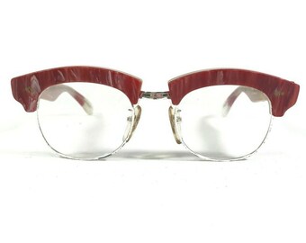 Vintage l.a.Eyeworks Eyeglasses Frames GIGANTOR 31 Red Horn Oversized 50-20-140