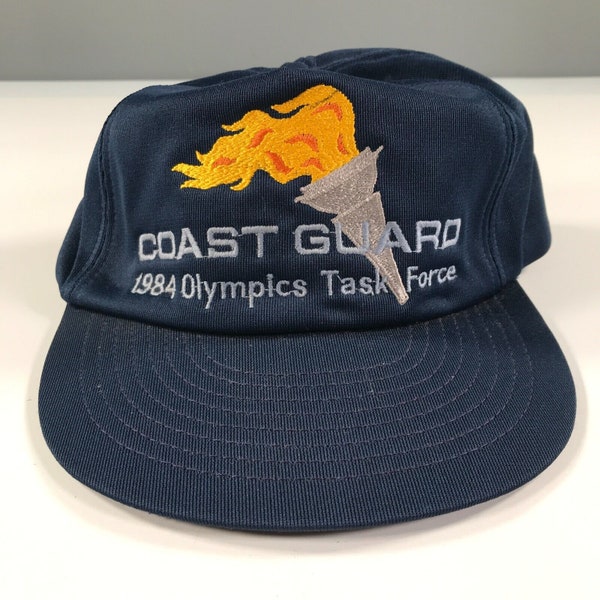 Vintage Coast Guard Snapback Hat Navy Blue 1984 Olympics Task Force US Military