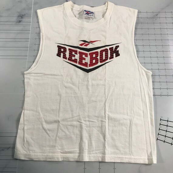 Vintage Reebok T Shirt Mens Large White Sleeveles… - image 1