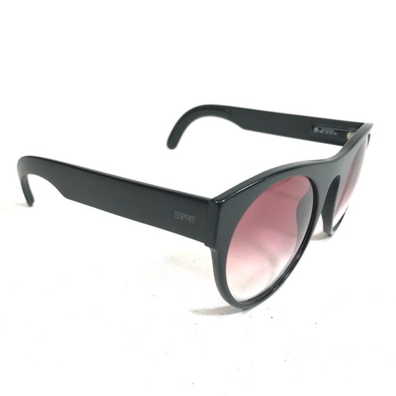 Vintage Esprit Sunglasses 7004 90 Black Round Hor… - image 2