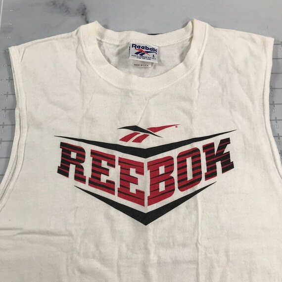 Vintage Reebok T Shirt Mens Large White Sleeveles… - image 3