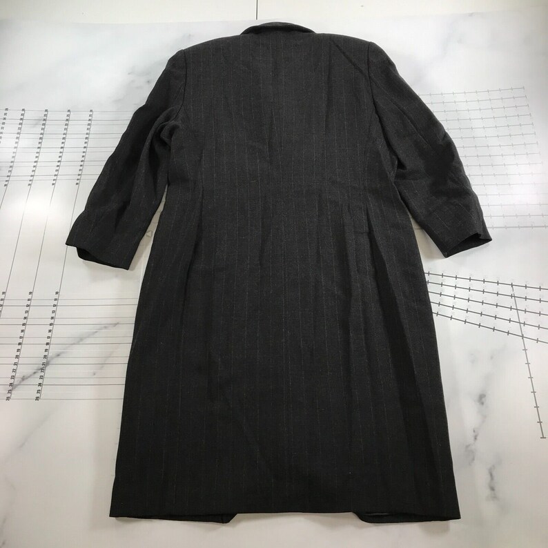 Vintage Brooks Brothers Coat Womens 16 Gray Pinstripes Wool Full Length Long image 10