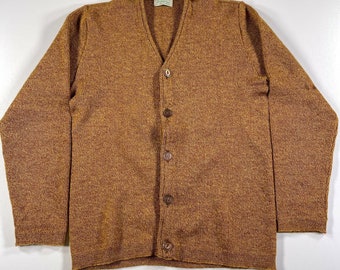 Vintage Clover Knitting Mills Cardigan Sweater Mens S Brown Wool Grunge Cobain *