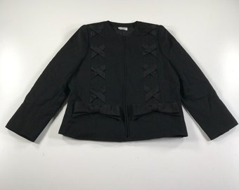 Vintage Valentino Boutique Jacket Womens Small Black Knotted Detail Cropped