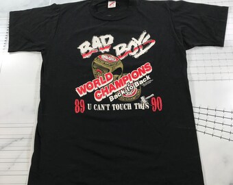 Vintage Bad Boys Pistons T-Shirt Herren Extra Large Schwarz Weltmeister 89-90