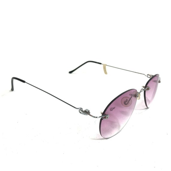 Vintage Big Wave Sunglasses F2/2 Silver Wire Riml… - image 2