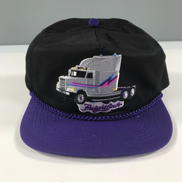 Vintage Freightliner Trucker Hat Black Purple Alaska Embroidered Truck Logo