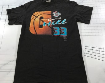Vintage Grant Hill Detroit Pistons T-shirt heren extra groot zwart oud paard-logo