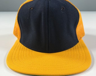 Vintage Trucker Hat Boys Youth Size Maize Yellow and Blue New Era Pro Model