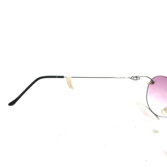 Vintage Big Wave Sunglasses F2/2 Silver Wire Riml… - image 7