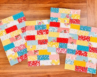 Colorful Patchwork Quilted Placemats – Handmade Fabric Table Decor (Set of 4)