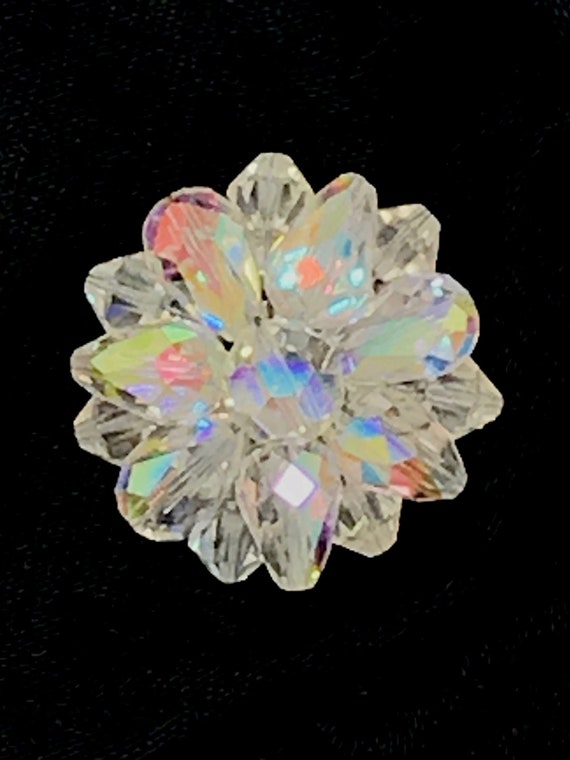 Lovely Vintage Rainbow Rhinestone Cluster Clip-on… - image 2