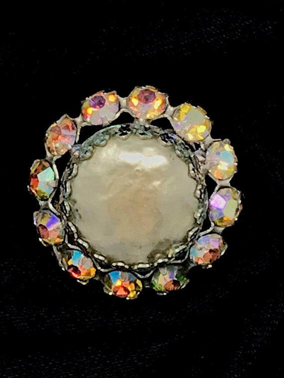 Festive Vintage Weiss Silver-Tone & Rainbow Rhine… - image 2