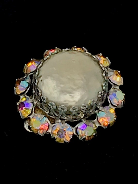 Festive Vintage Weiss Silver-Tone & Rainbow Rhine… - image 3