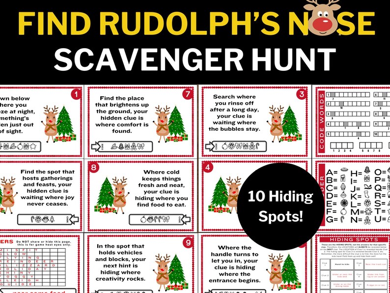 Christmas Scavenger Hunt for Kids | Rudolph's Nose Scavenger Hunt ...