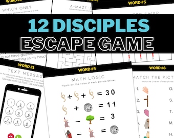 12 Disciples Escape Room | Bible Escape Game | Christian Escape Room | Jesus | Bible | Kids | Printable | Teamwork | Activity | Family Fun