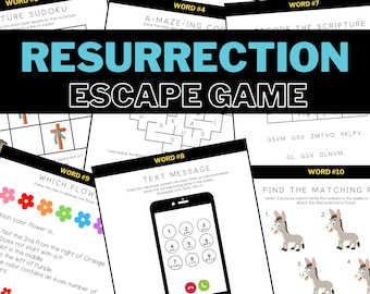 Resurrection Escape Room | Easter Escape Game | Bible Escape Room | Bible | Kids | Printable | Teamwork | Activity | Family Fun