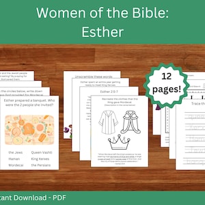 Esther Activity Pack | Women of the Bible Activity | Esther Unit Study  | Esther Activity | Bible | Family Fun | Kids Activity