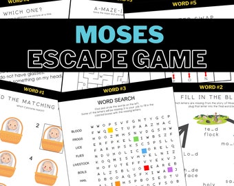 Moses Escape Room | Bible Escape Game | Christian Escape Room | Bible | Kids | Printable | Teamwork | Activity | Family Fun