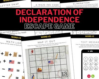 Escape Room sulla Dichiarazione di Indipendenza: Gioco di Storia Americana Stampabile (Download Digitale)