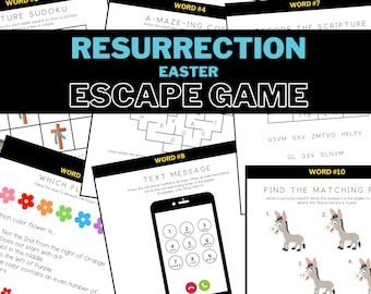 Salle d'évasion de Pâques | Escape Game Résurrection | Salle d'évasion de Pâques chrétienne | Bible | Enfants | Imprimable | Travail d'équipe | Activité | Plaisir en famille