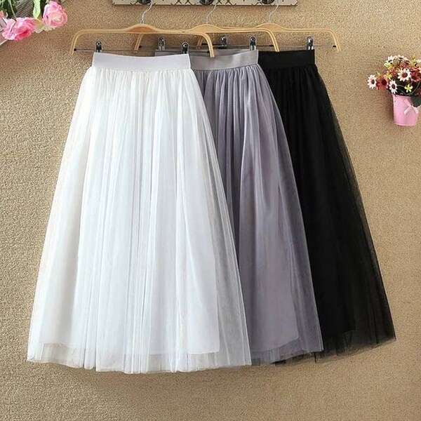 White bridal fluffy tulle skirt Tutu skirt for women Tulle wedding skirt full length Adult tutu