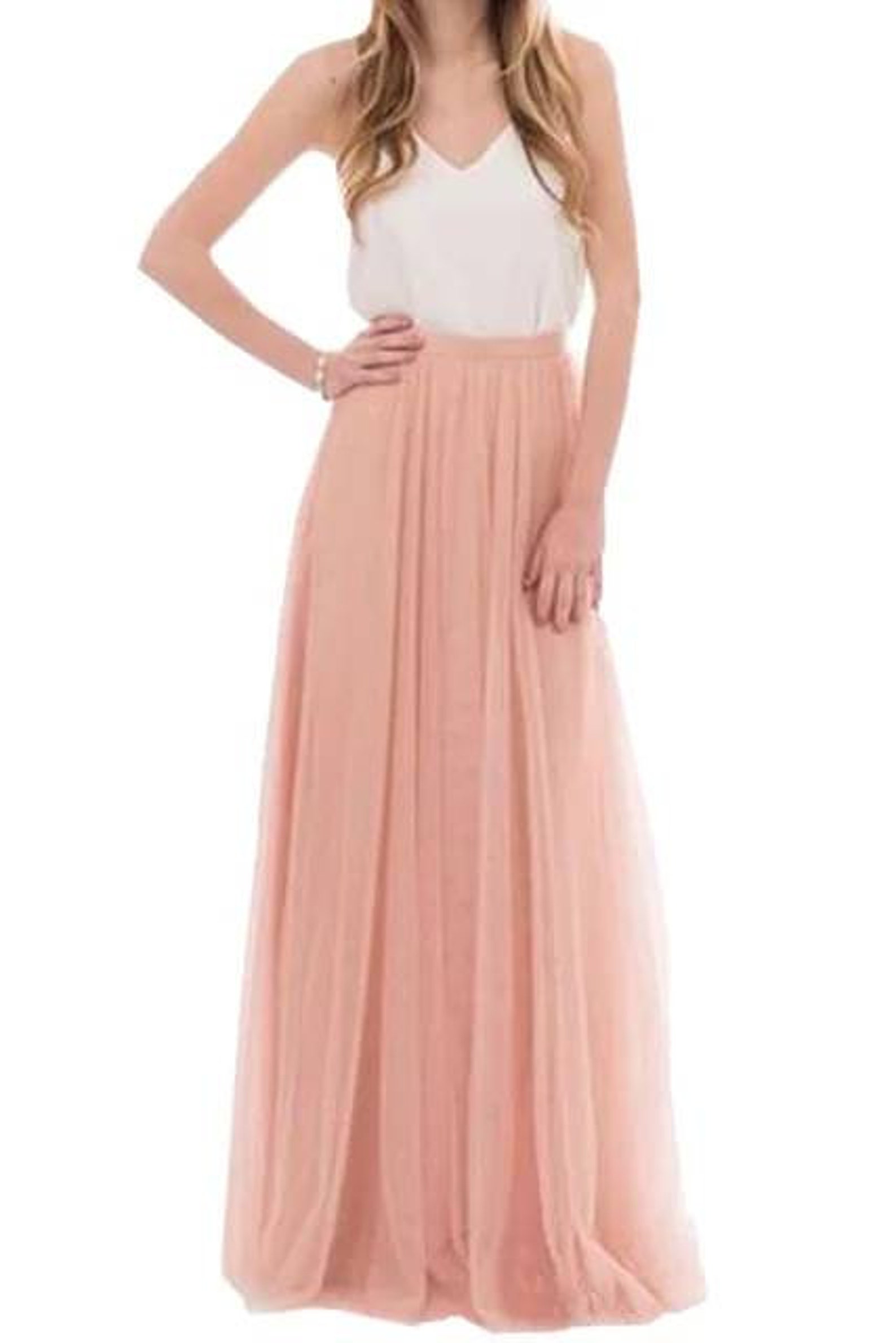 Dusty Pink Tulle Skirt Long Tulle Skirt Women Skirt Blush Wedding Bridal Skirt Long Tulle Skirt