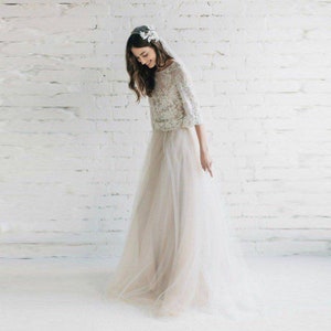 Wedding tulle skirt women, Bridal skirt, Soft tulle skirt, Ivory tulle skirt with train