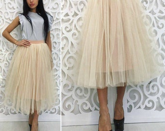 Adult knee length tulle skirt, middle length 3 layer bridesmaid wedding tulle skirt ,custom size women tutu, any color any size