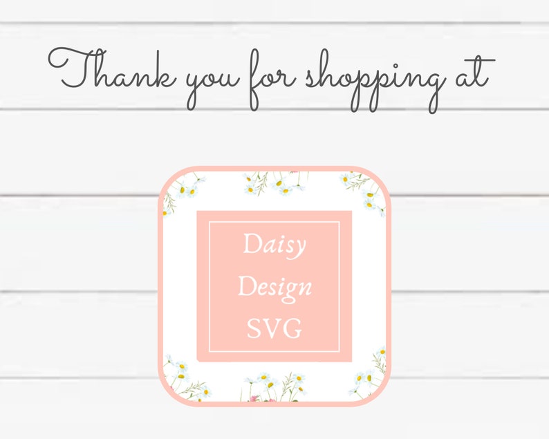 May include: Pink square with a white daisy border. The text "Daisy Design SVG" is in a white box on a pink background.