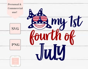 mein erstes viertes Juli Svg, Kleinkind Shirt Svg, Baby junge Svg, patriotische Svg, Svg Dateien für Cricut, Baby Hai Svg, Unabhängigkeit Svg