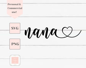 Nana Svg, Nana Leben Svg, Nana Shirt Svg, Svg-Dateien für Cricut, Nana Herz Svg, gesegnet nana Svg, Svg für Hemden, Familie Svg, Cricut Designs