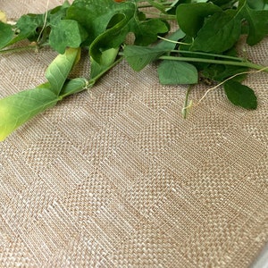 Natural Linen Table Runner Woven Geometric Pattern - Earthy Browns, Beige, Caramel Linen Decor - 100% Natural Textured Fiber Tablecloth