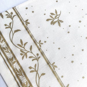 Scandinavian Ivory & Gold Botanical Table Runner-Vintage New-Never Used 100% Cotton Nordic Decor-Elegant Norwegian Long Table Runner