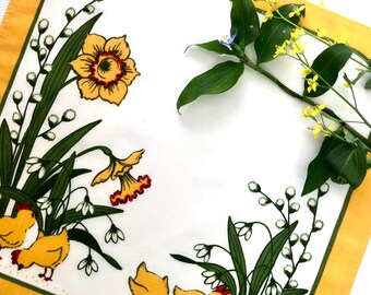 Vintage Scandinavian Spring Table Linen: Baby Chicks & Daffodils