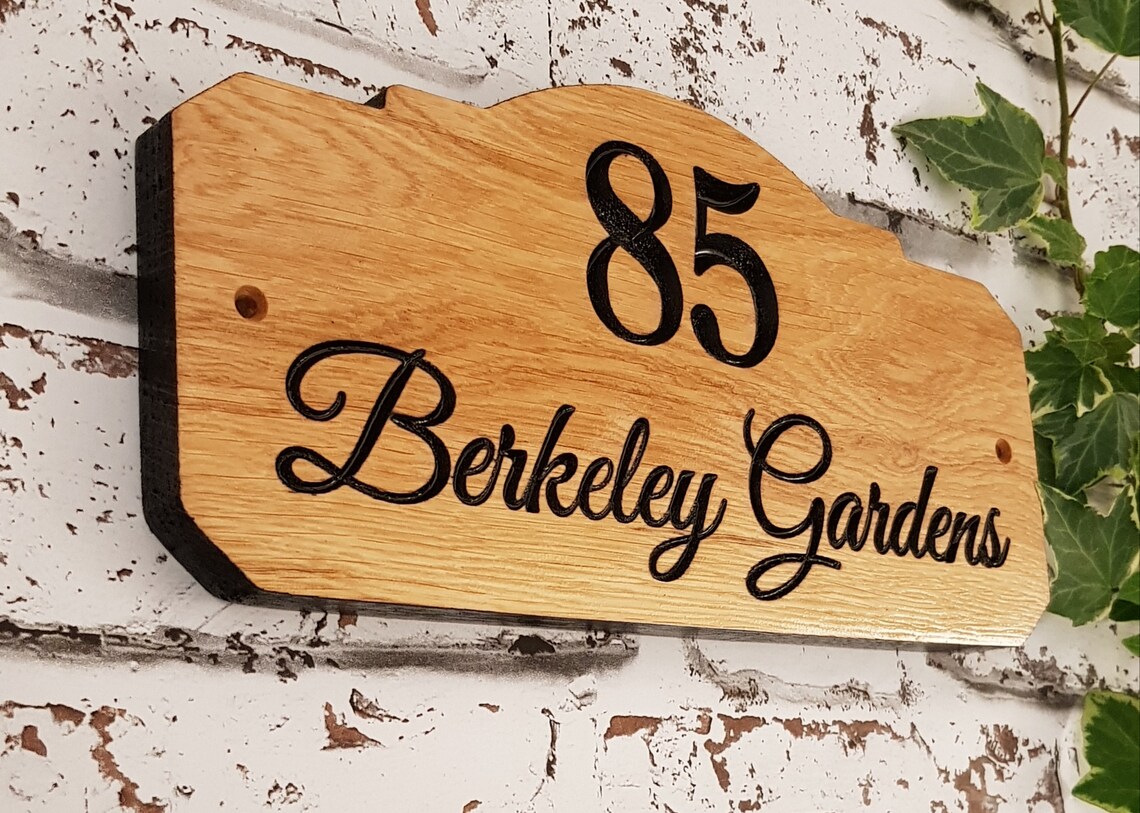 Personalised Oak House Sign Carved Custom Engraved Outdoor Etsy