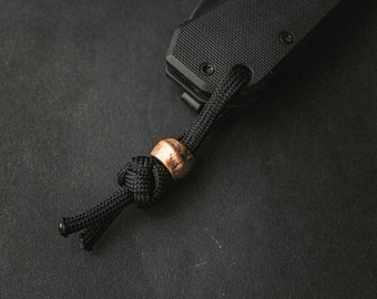 Paracord Messer Schlüsselband mit Messing Perle: Diamantknoten Weave