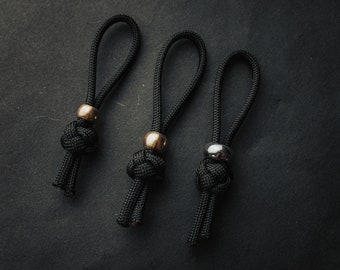 Paracord Messer Schlüsselband mit Messingperle: Diamantknoten