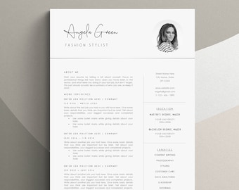 CV Template, Resume Template with Photo, Professional Resume Instant Download, Creative Resume Templates Word, Pages + Cover Letter Template