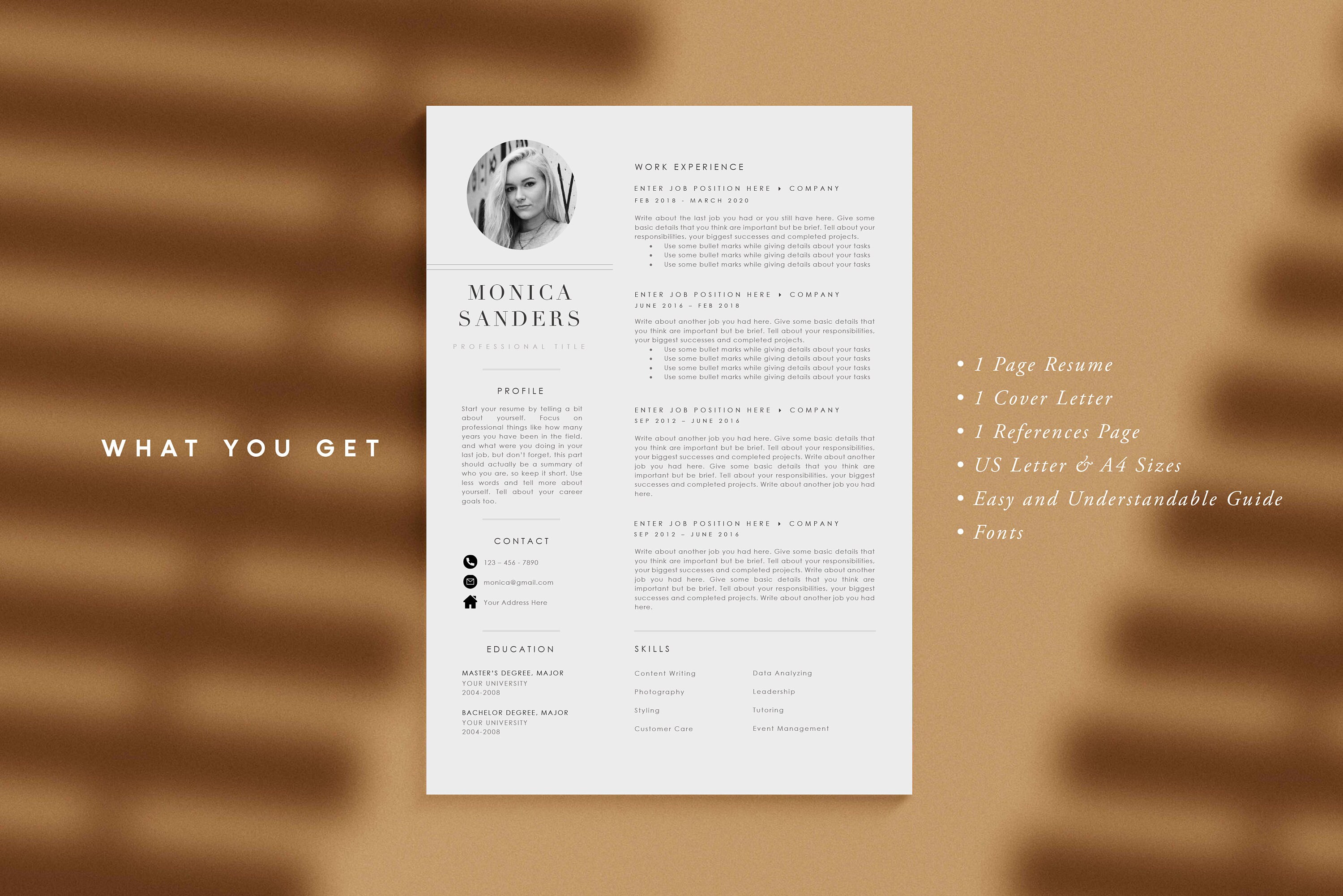 Minimalist Resume Template Word Professional Resume Cv - Etsy