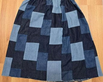 Denim Patchwork skirt - made with stylish pattern